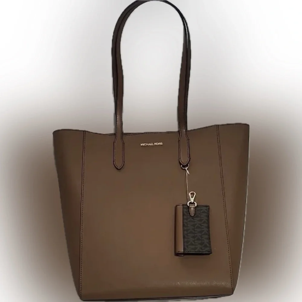 👜Michael Kors Large Saffiano Leather Tote Bag with Removable Card Case Brown NWT